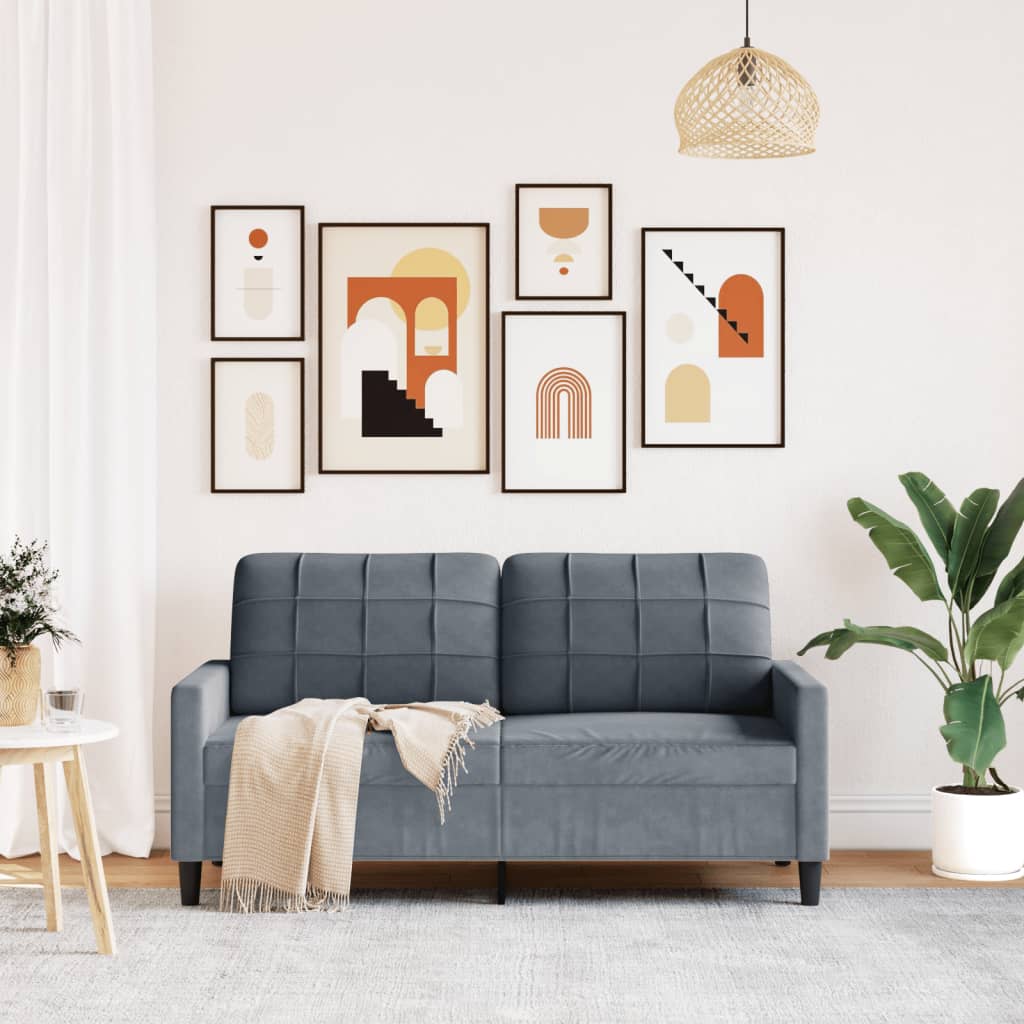 2-seater sofa 140 cm dark grey velvet