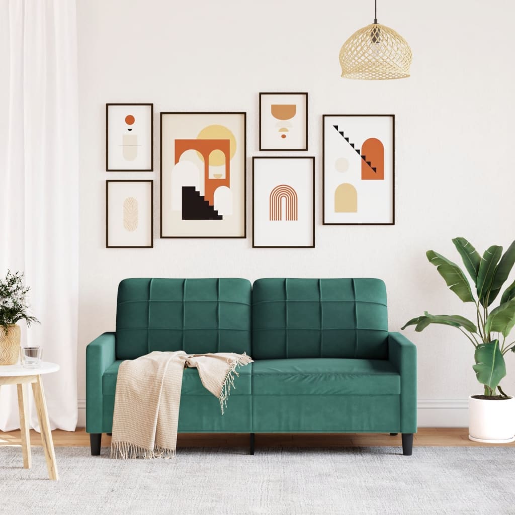 2-seater sofa 140 cm dark green velvet