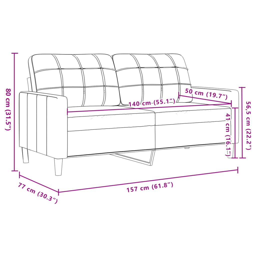 2-seater sofa 140 cm dark green velvet