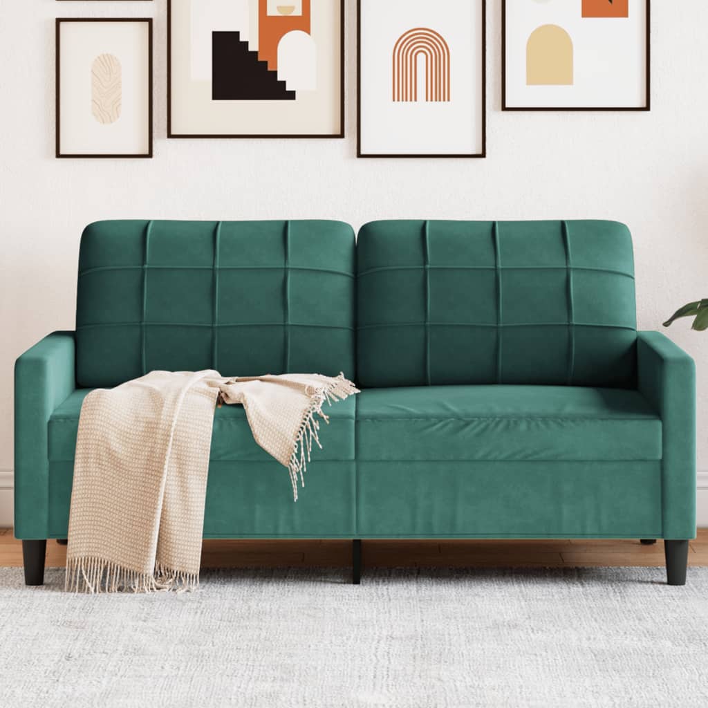 2-seater sofa 140 cm dark green velvet