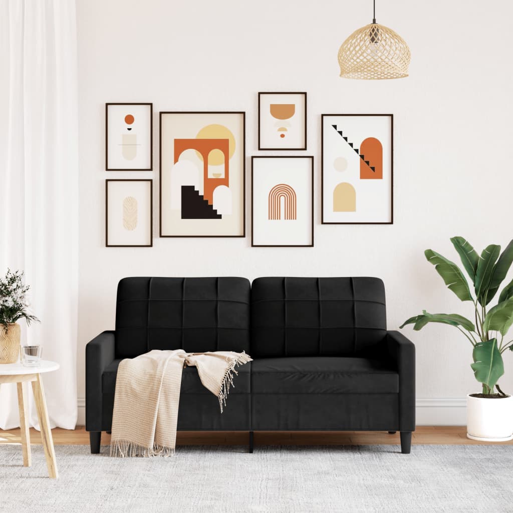 2-seater velvet sofa 140 cm black