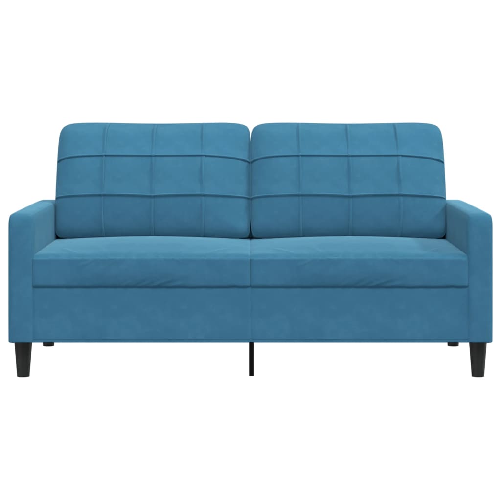 2-seater velvet sofa 140 cm blue