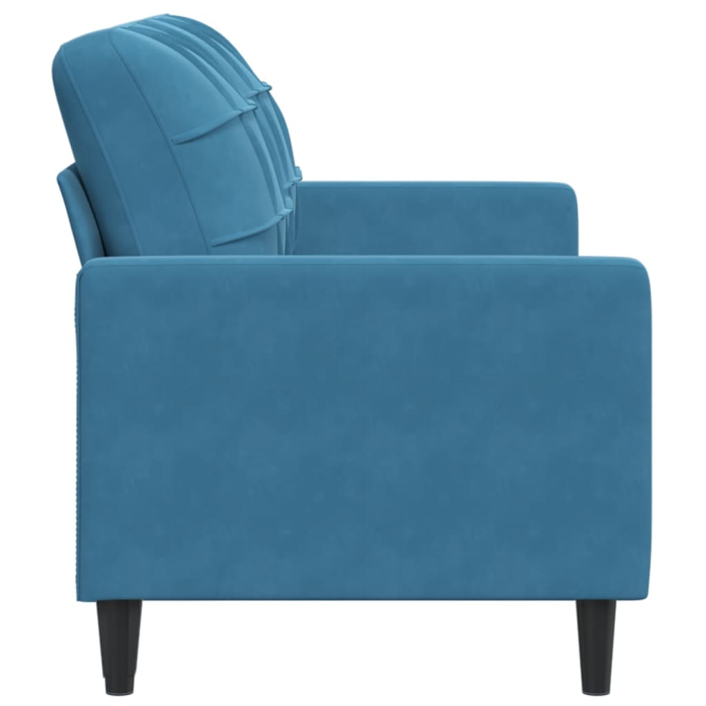 2-seater velvet sofa 140 cm blue