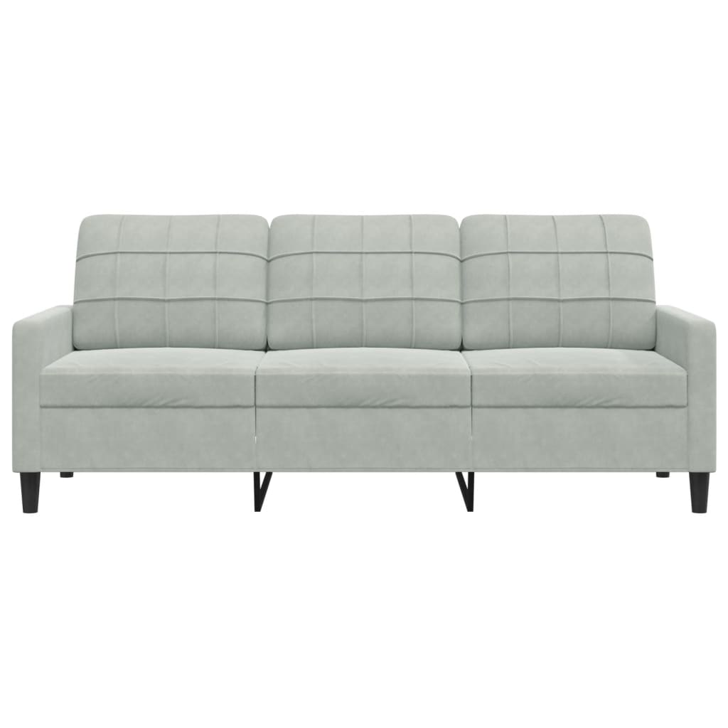 Sofá de 3 lugares 180 cm veludo cinzento-claro