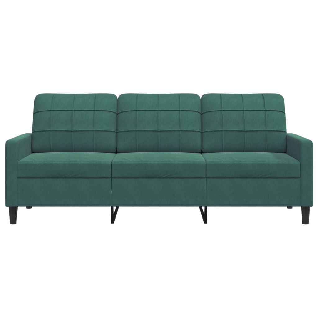Sofá de 3 lugares 180 cm veludo verde-escuro