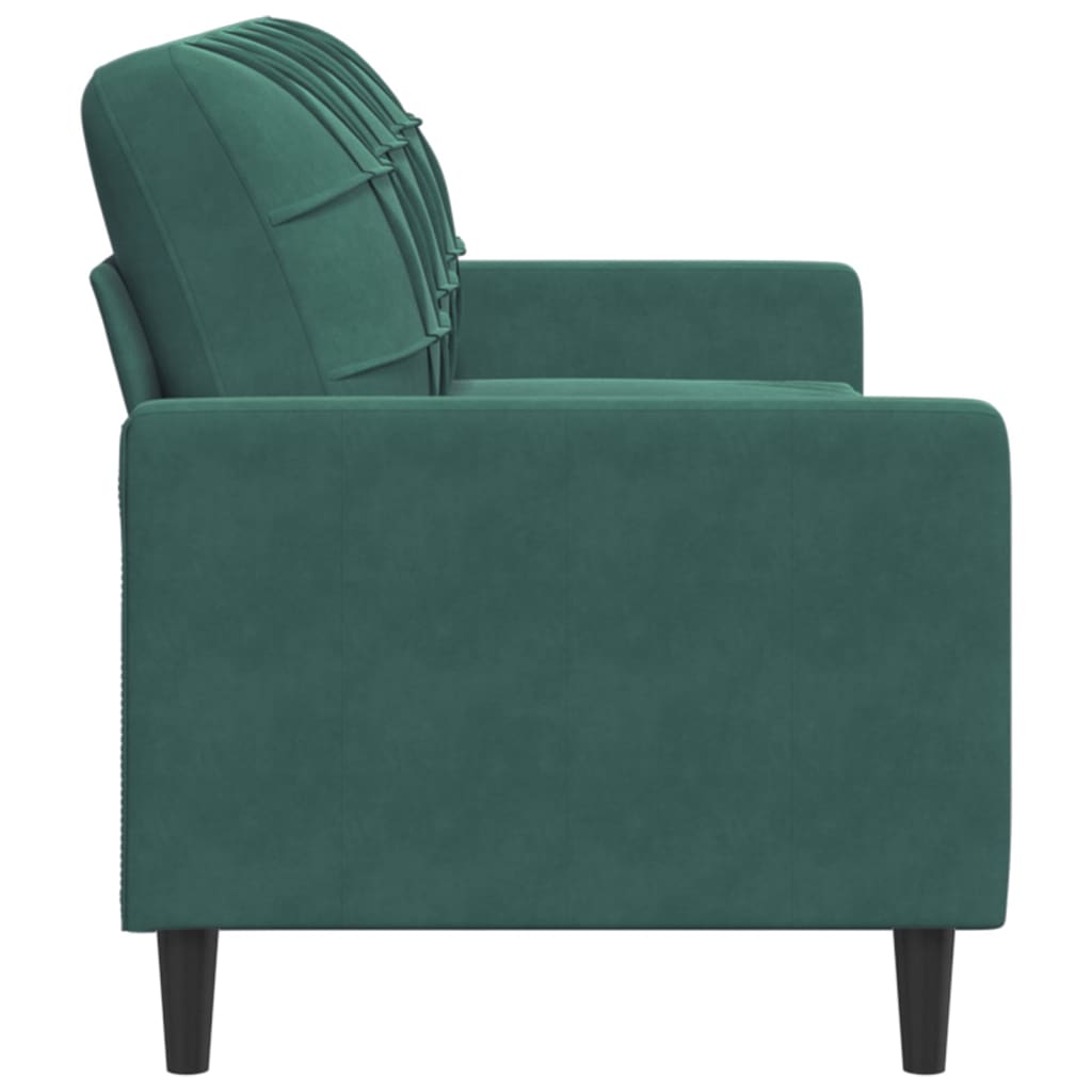 Sofá de 3 lugares 180 cm veludo verde-escuro
