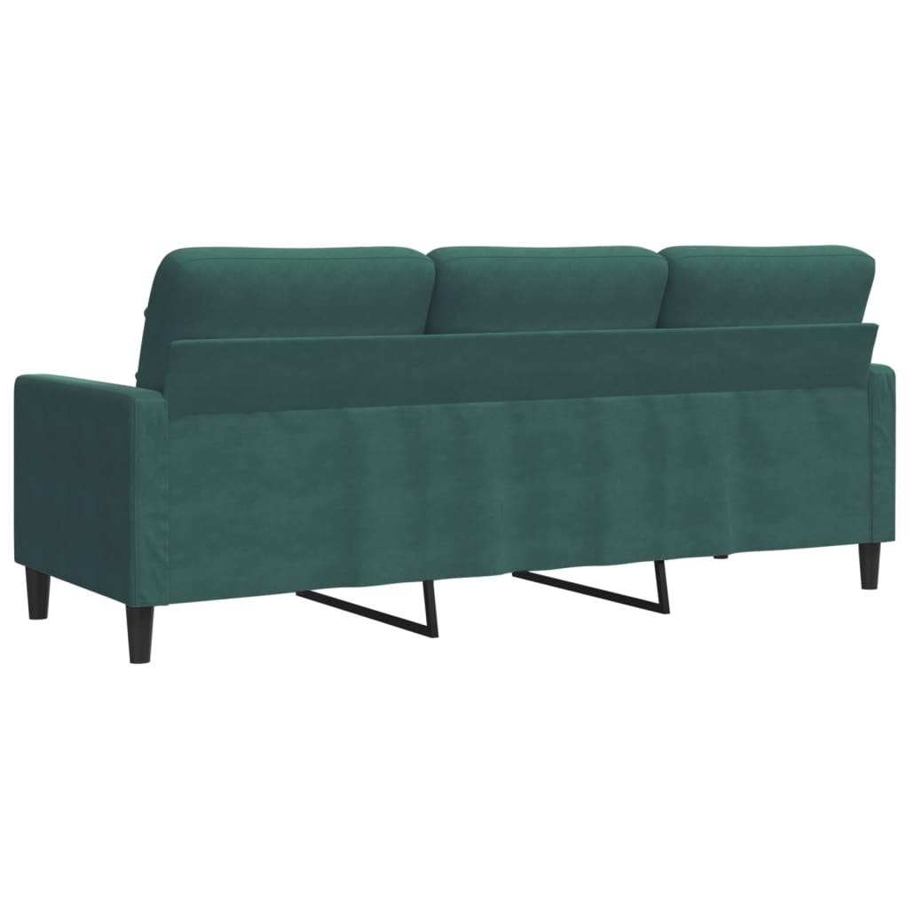 Sofá de 3 lugares 180 cm veludo verde-escuro