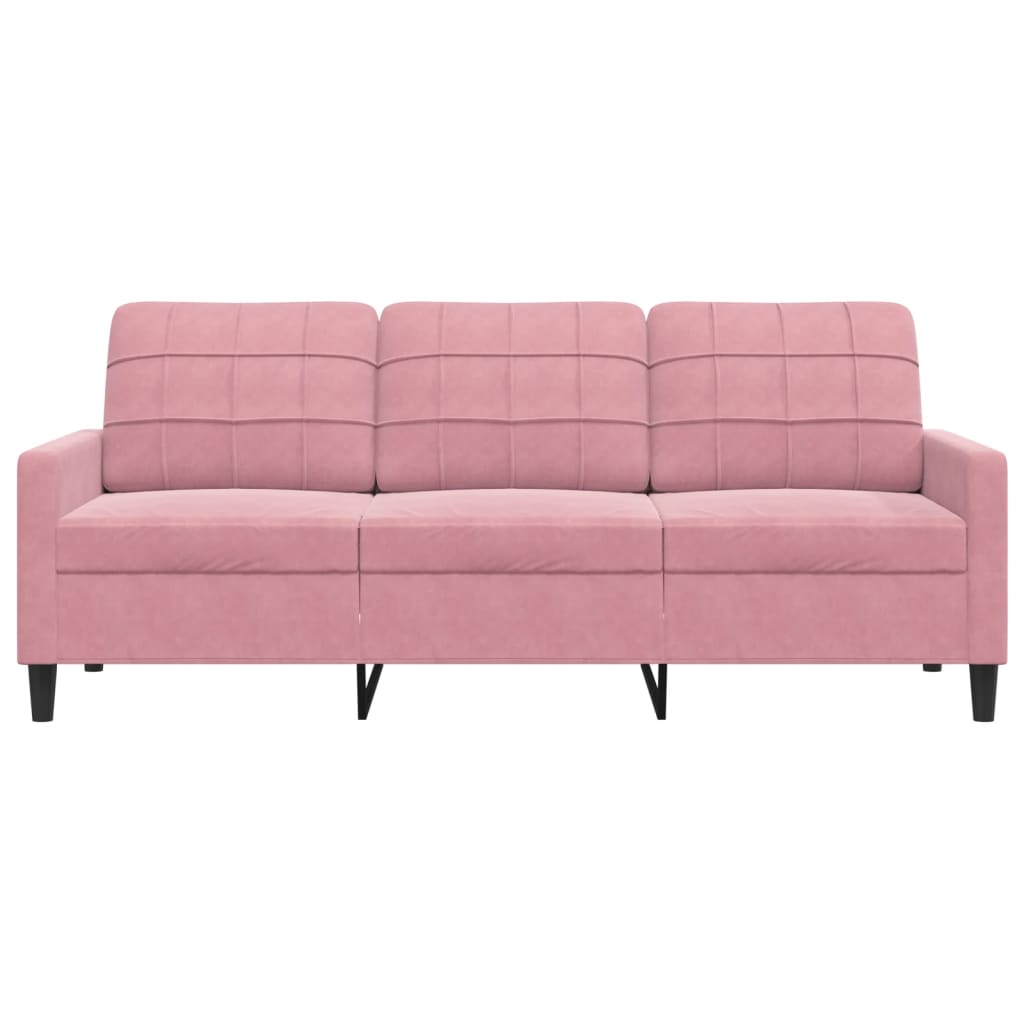 3-seater sofa 180 cm pink velvet
