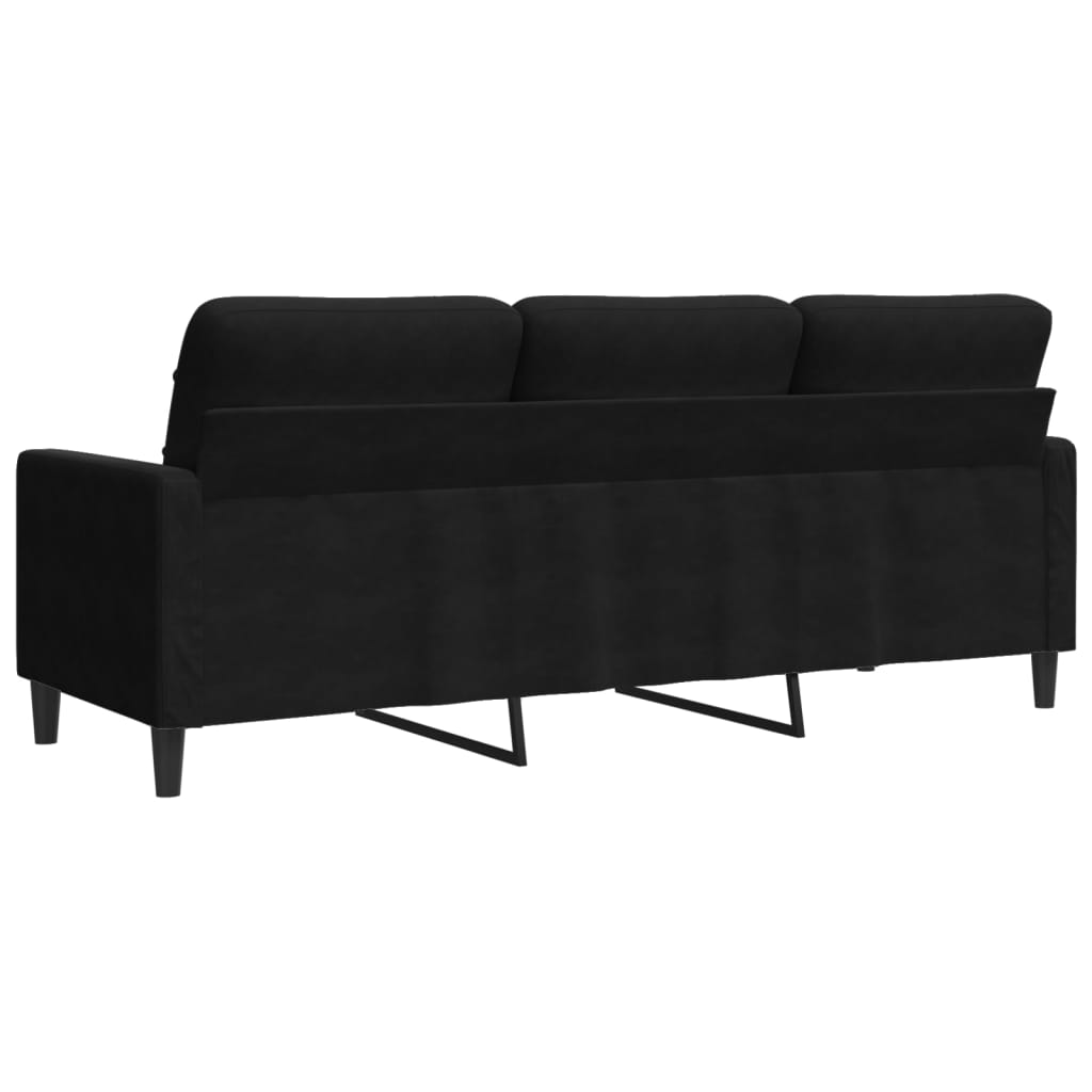 3-seater sofa 180 cm black velvet