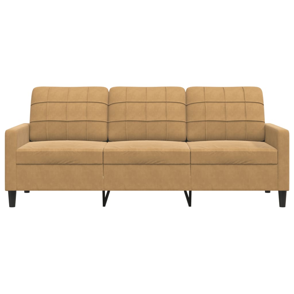 3-seater sofa 180 cm brown velvet
