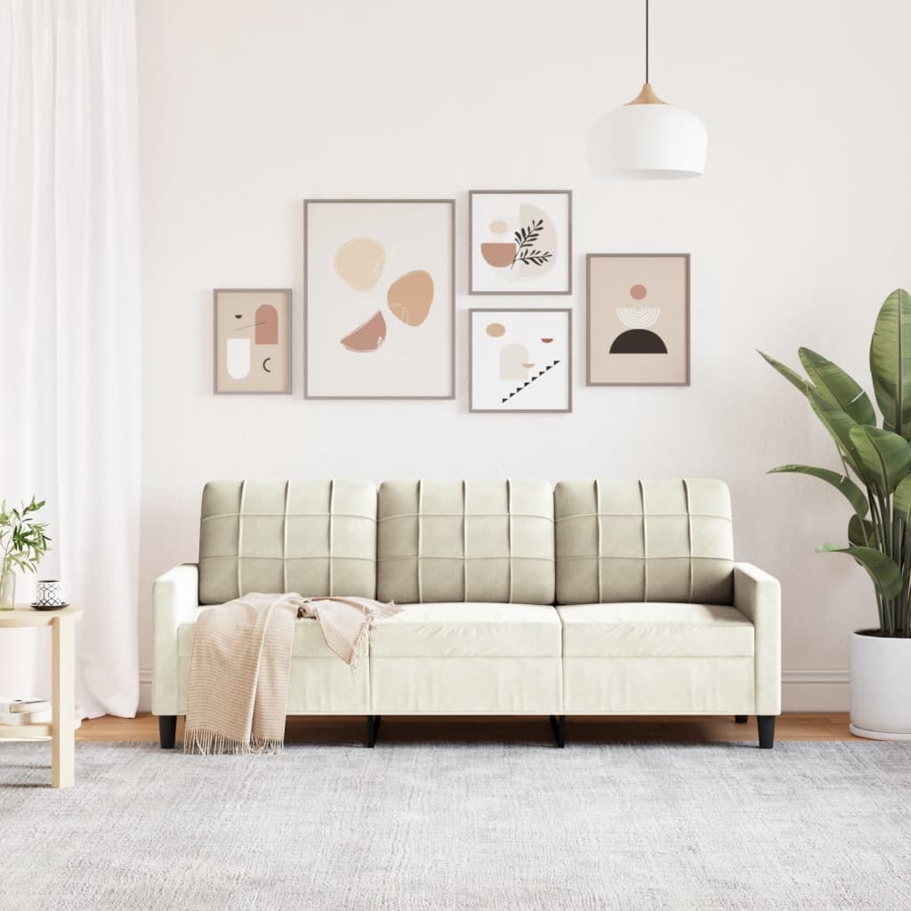 3-seater sofa 180 cm cream velvet