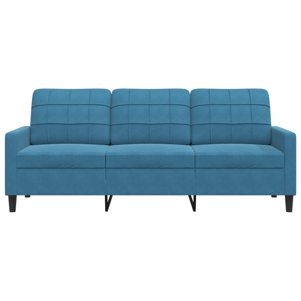 Sofá de 3 lugares 180 cm veludo azul