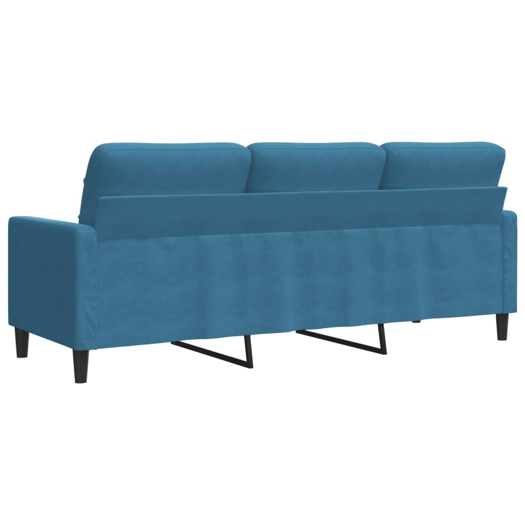 Sofá de 3 lugares 180 cm veludo azul