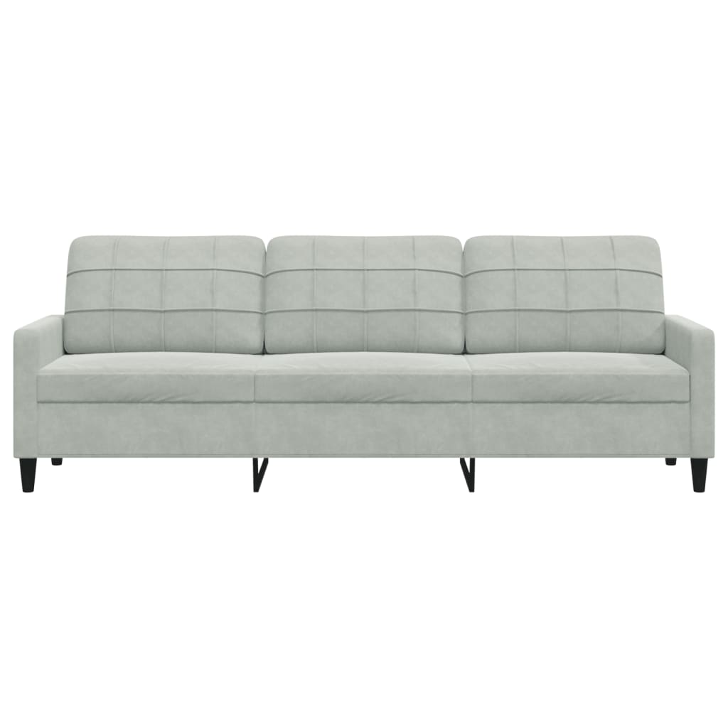3-seater sofa 210 cm light grey velvet