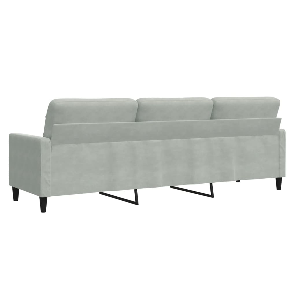 3-seater sofa 210 cm light grey velvet