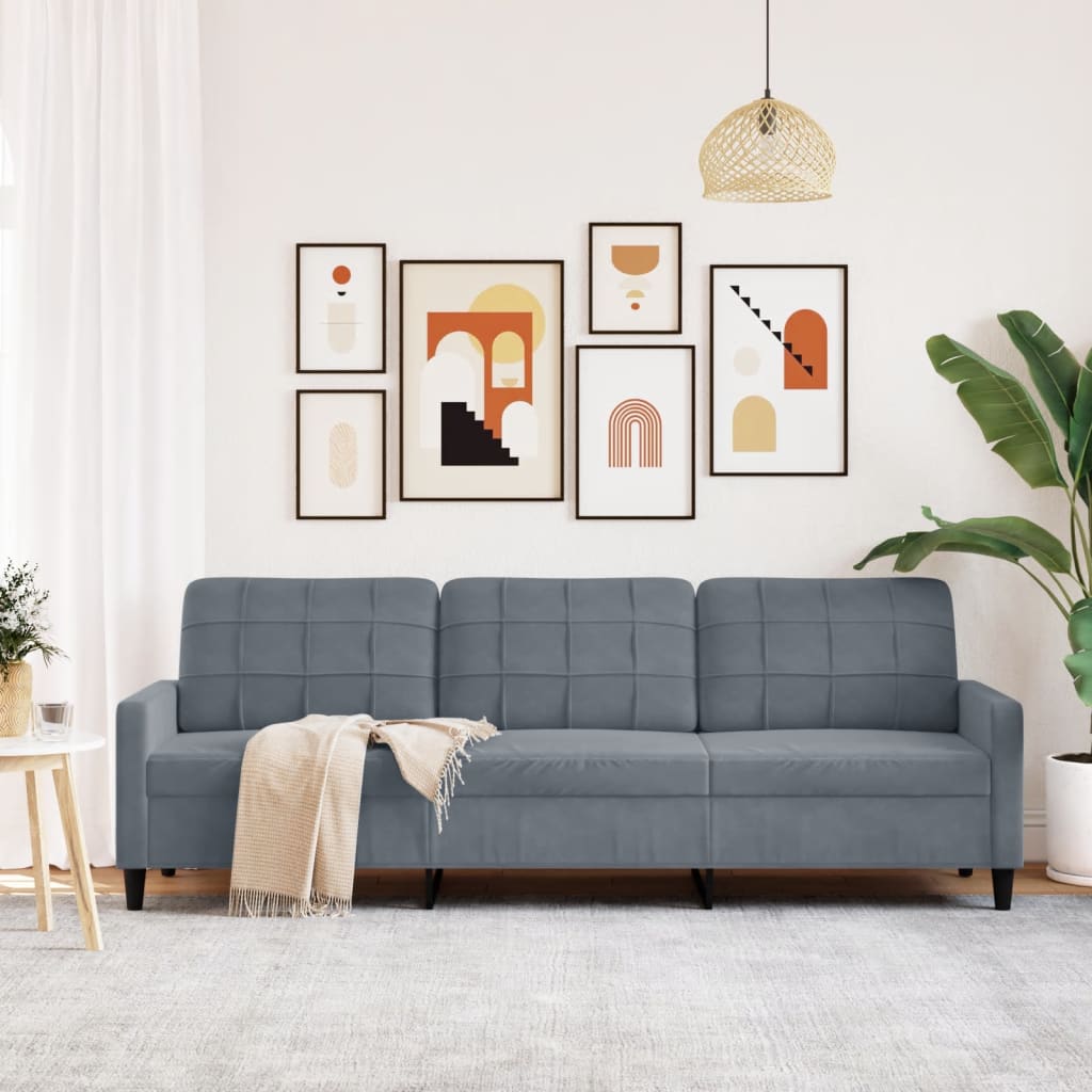 3-seater sofa 210 cm dark grey velvet