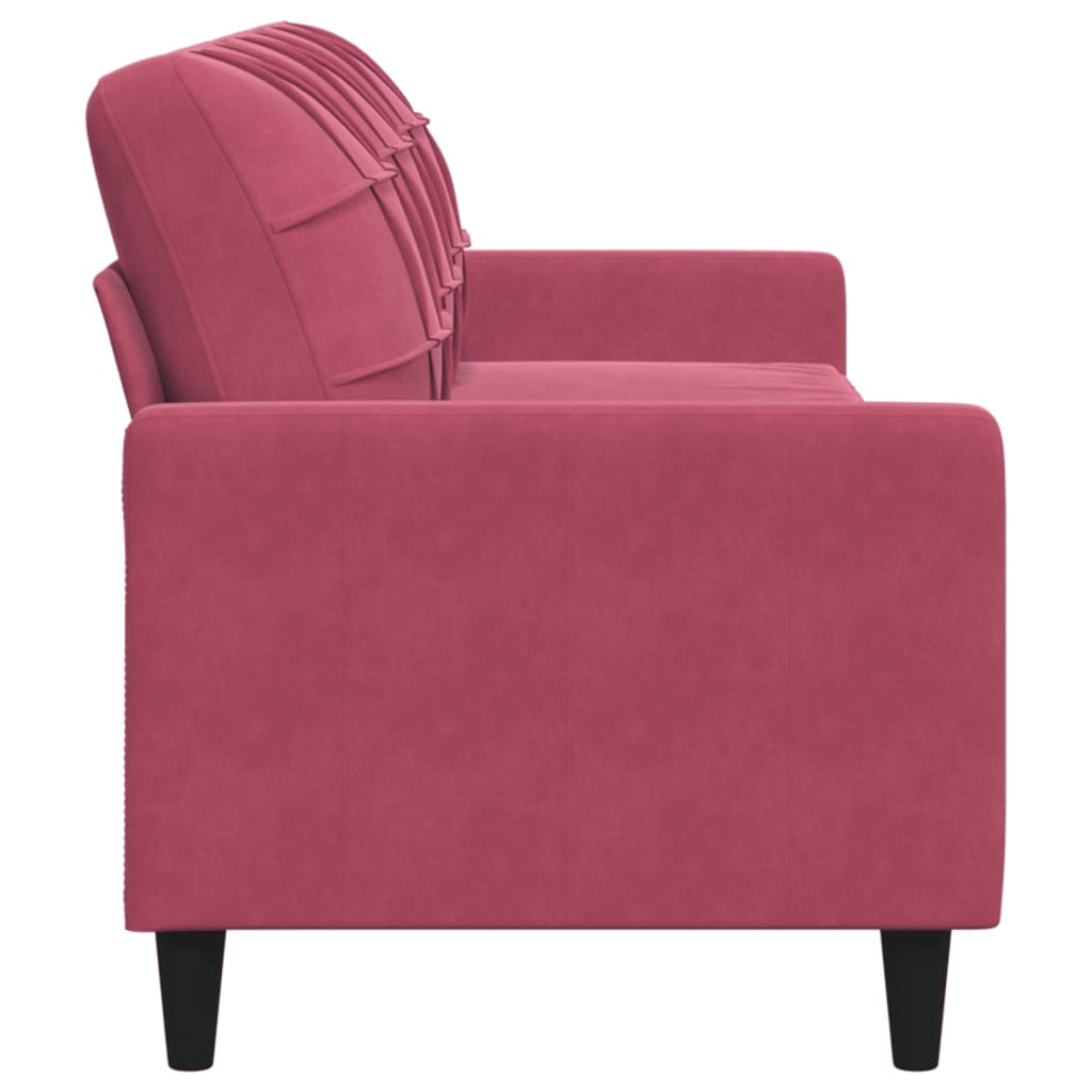 Sofá de 3 lugares veludo 210 cm vermelho tinto