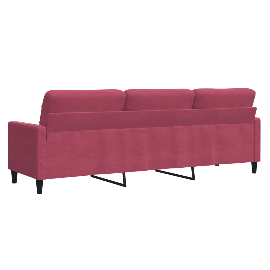 Sofá de 3 lugares veludo 210 cm vermelho tinto