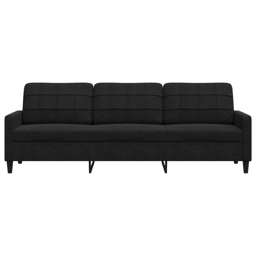 3-seater sofa 210 cm black velvet