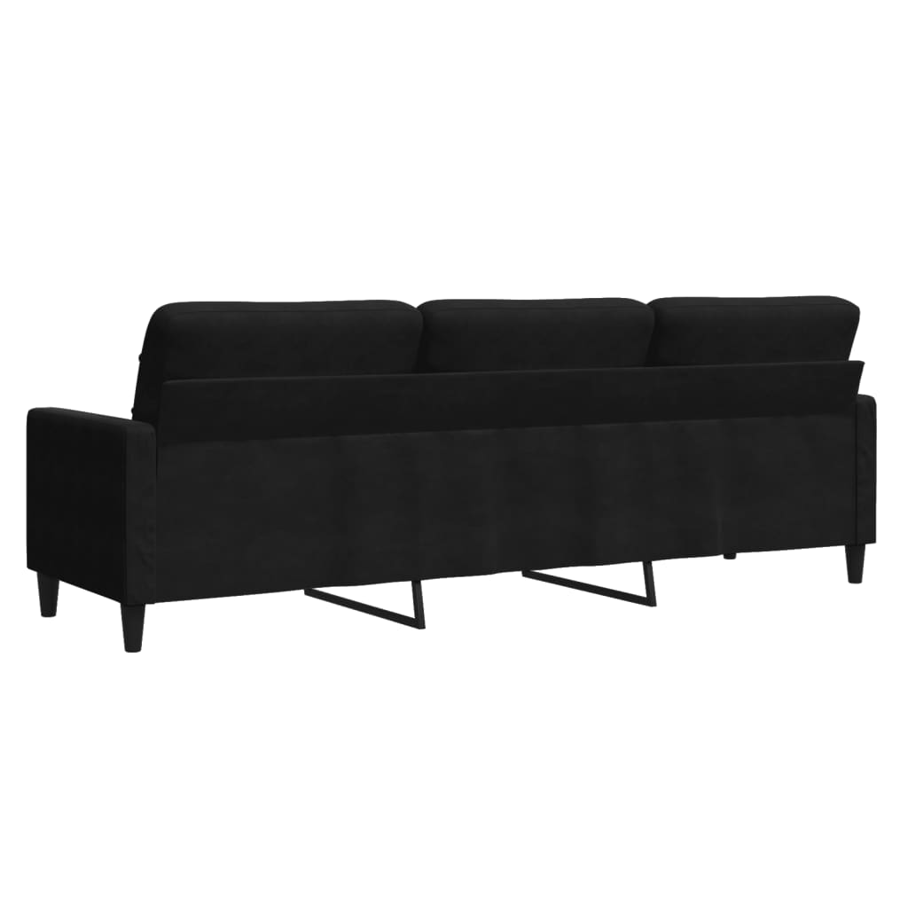 3-seater sofa 210 cm black velvet