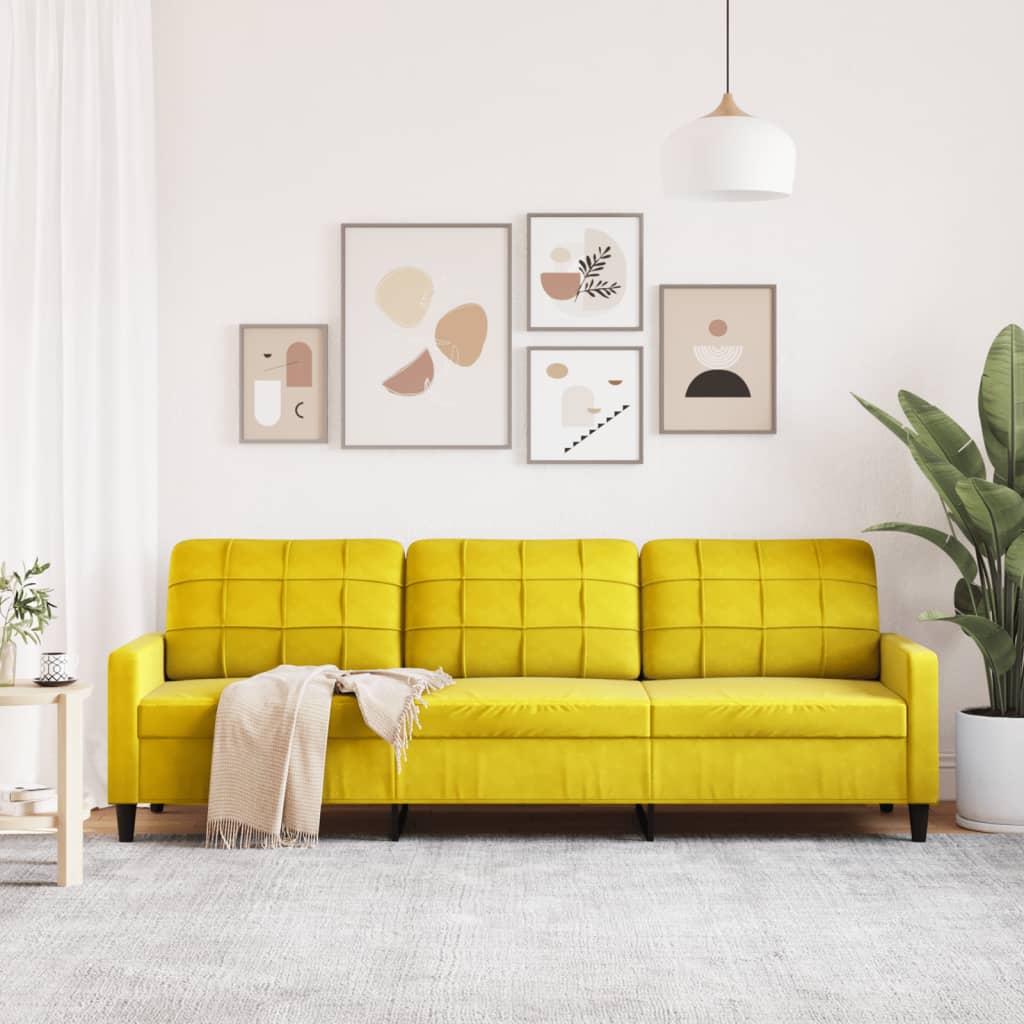 3-seater sofa 210 cm yellow velvet