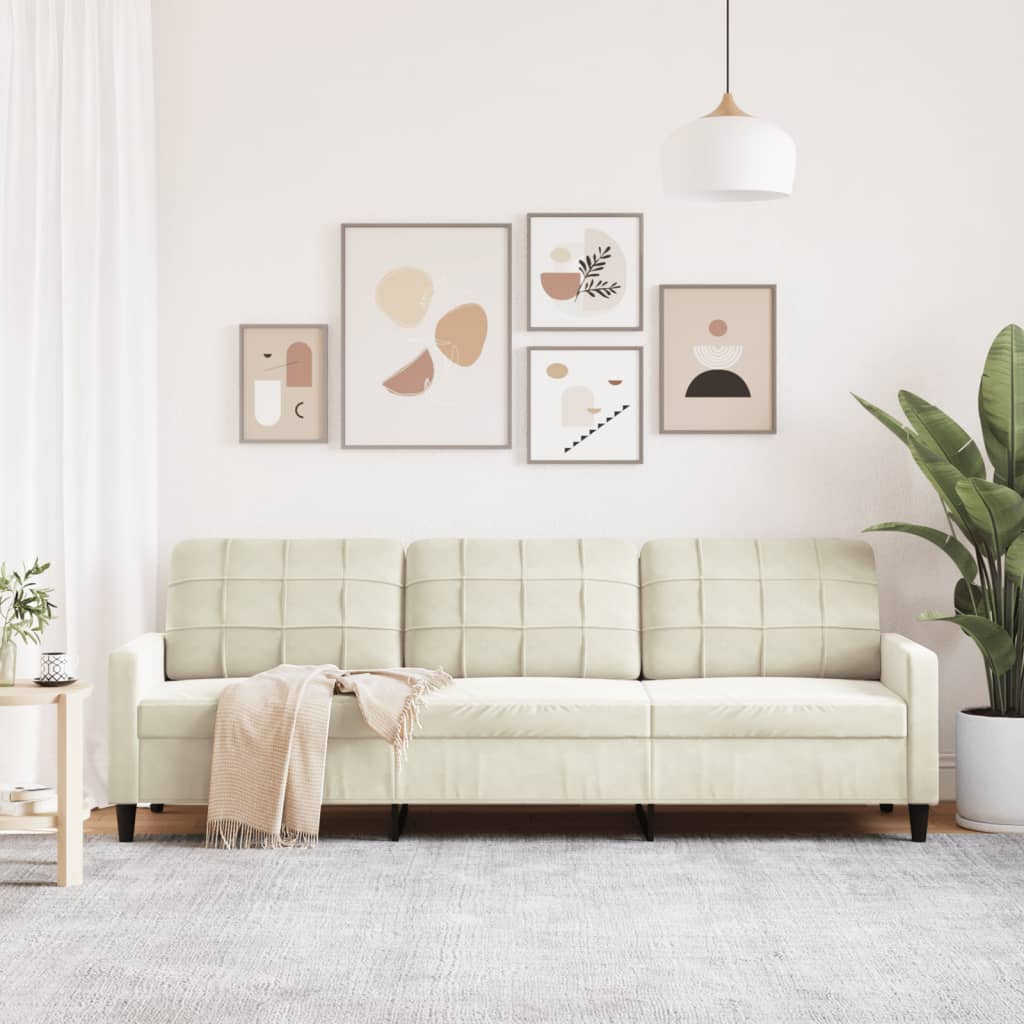 3-seater sofa 210 cm cream velvet