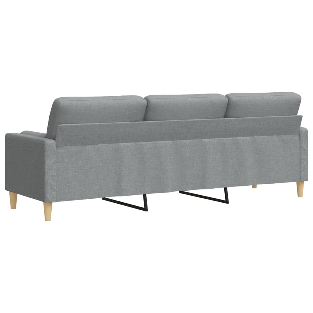 Sofá 3 lug. c/ almofadas decorativas 210 cm tecido cinza-claro