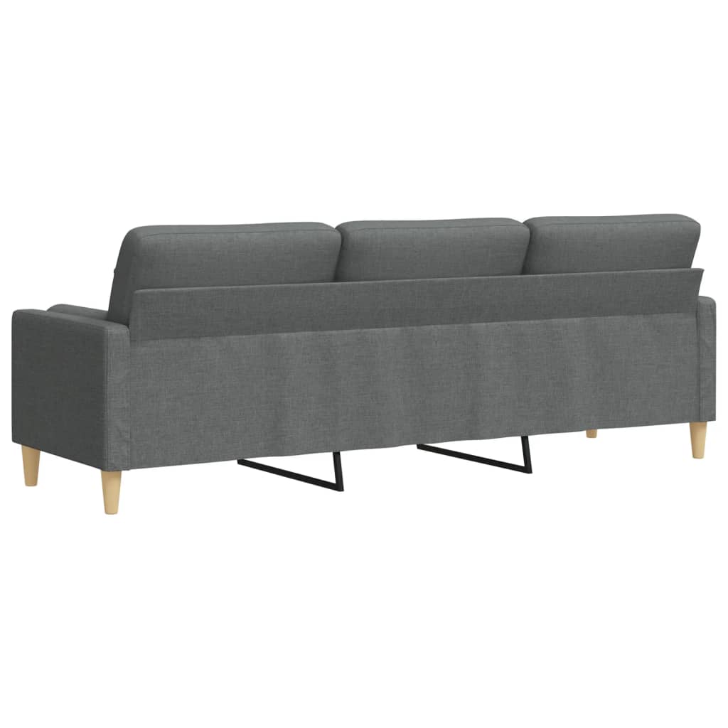 Sofá 3 lug. c/ almofadas decorativas 210 cm tecido cinza-escuro