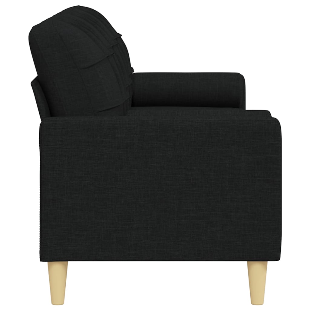 Sofá 3 lugares c/ almofadas decorativas 210 cm tecido preto