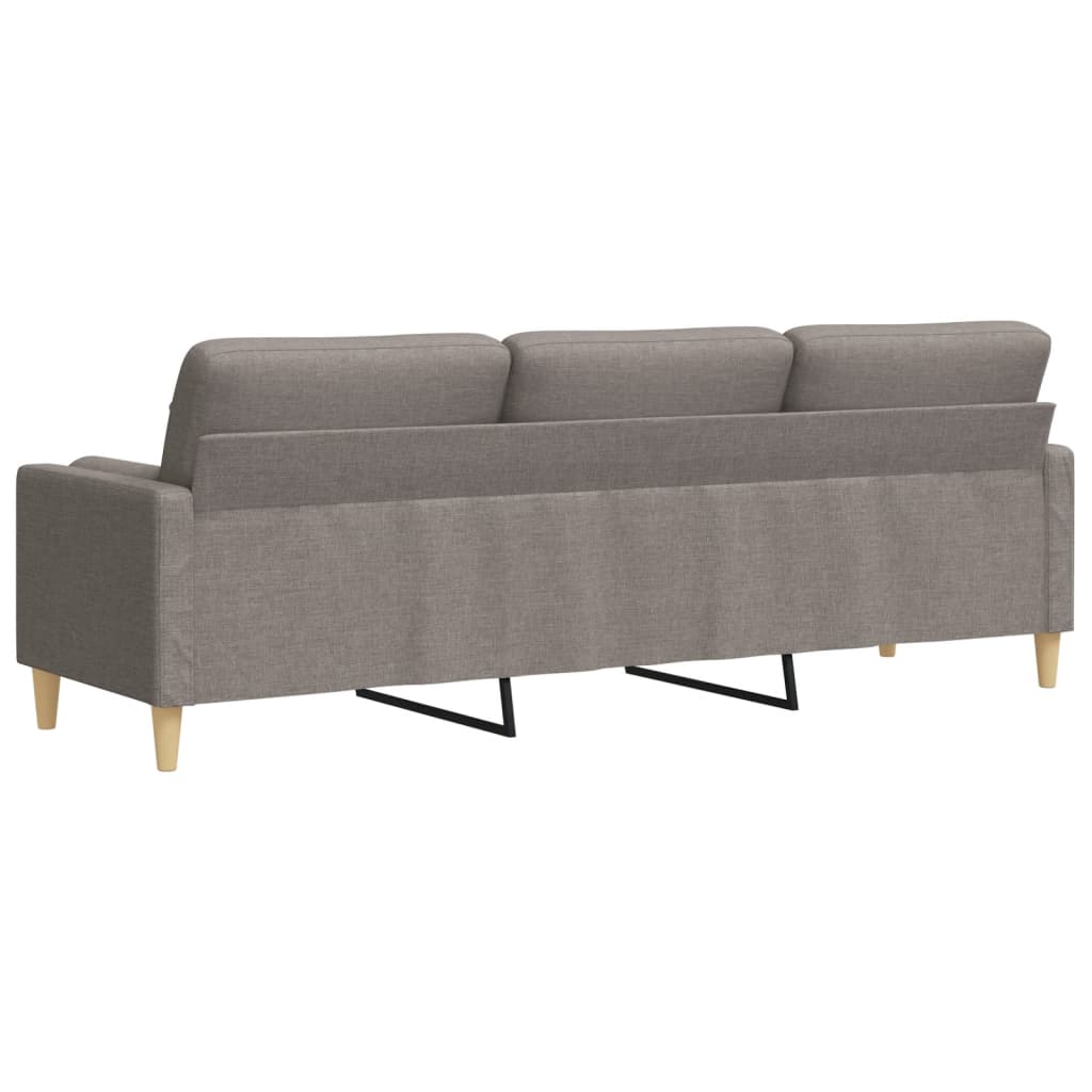 Sofá 3 lugares com almofadas 210 cm tecido cinza-acastanhado