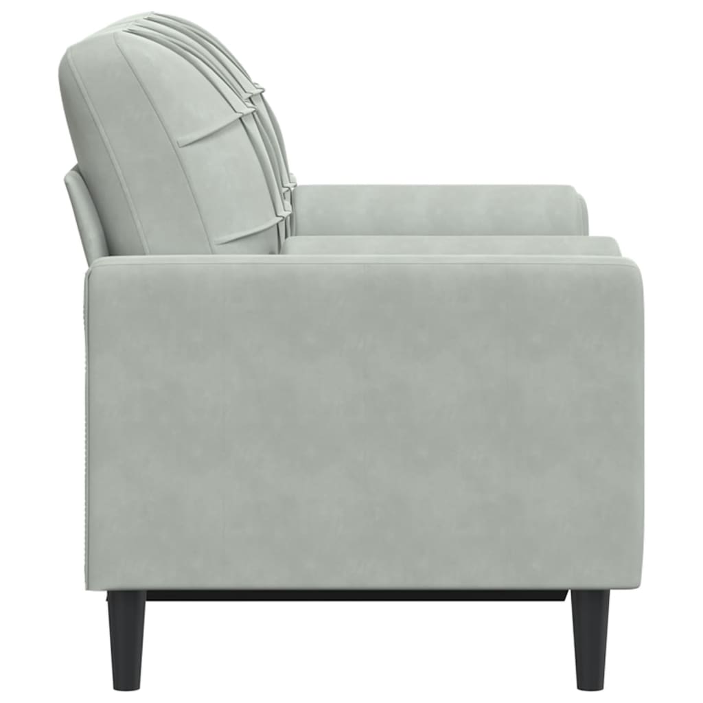 2-seater sofa + decorative cushions 120cm light grey velvet