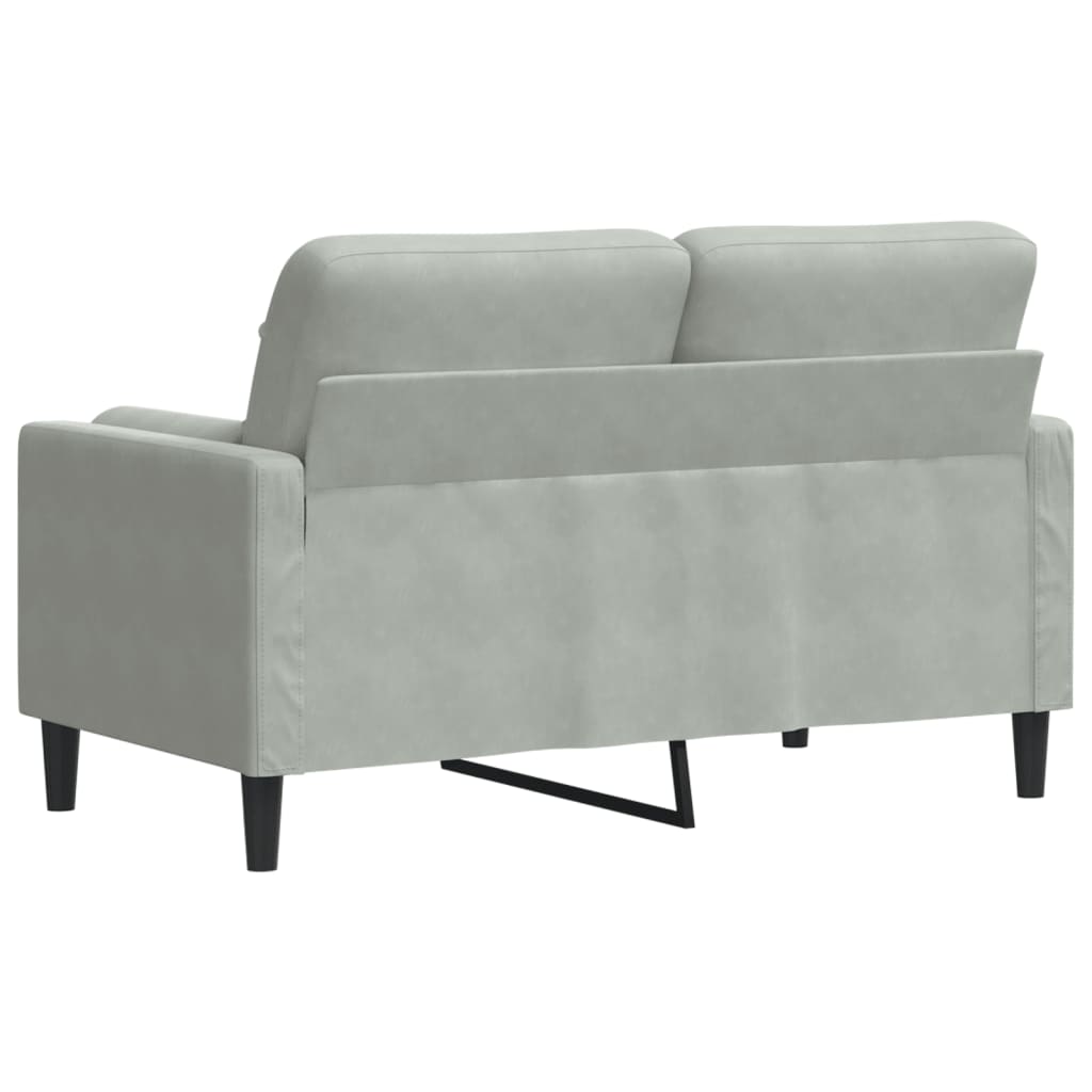 2-seater sofa + decorative cushions 120cm light grey velvet