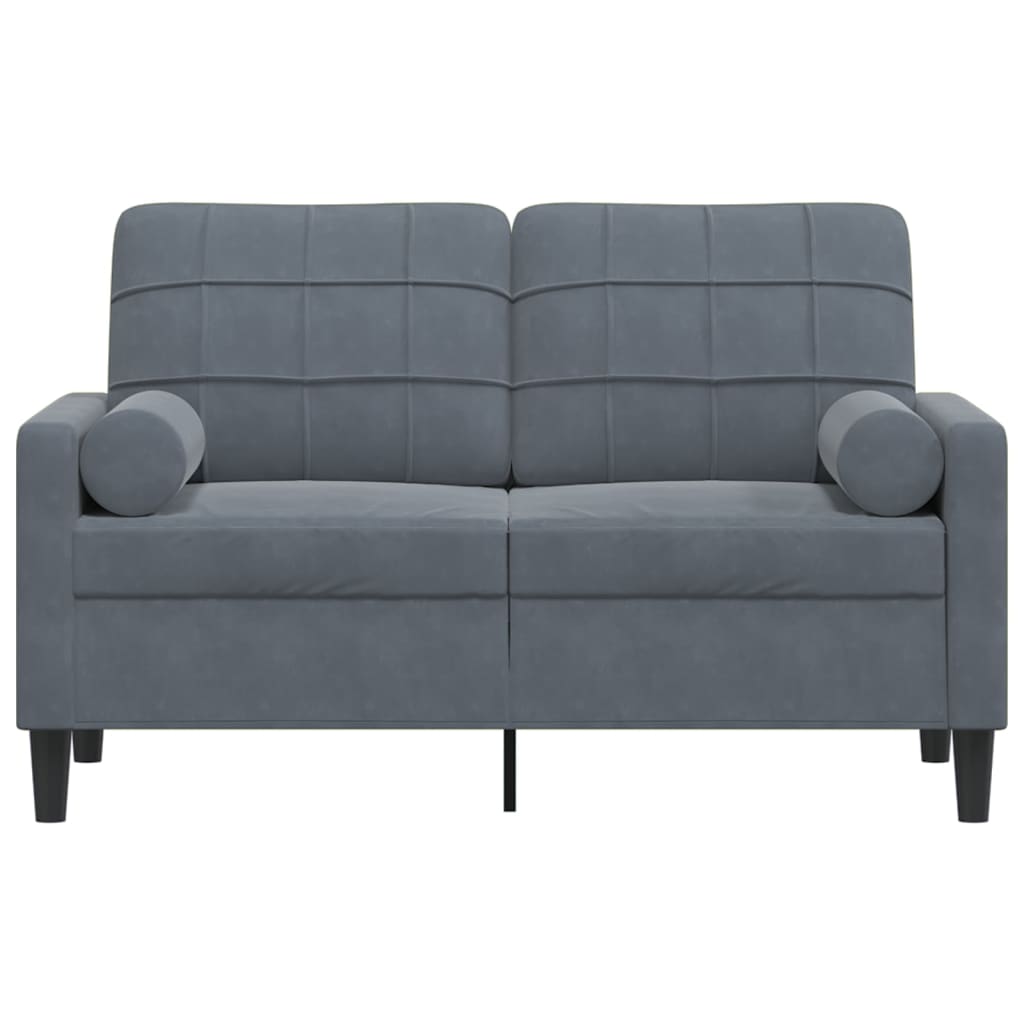 2-seater sofa with decorative cushions 120 cm dark grey velvet