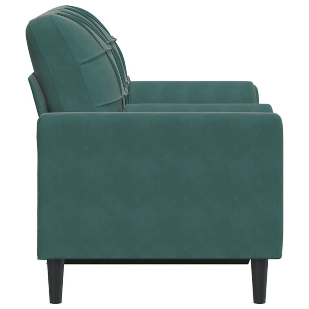 Sofá 2 lug. c/ almofadas decorativas 120 cm veludo verde-escuro