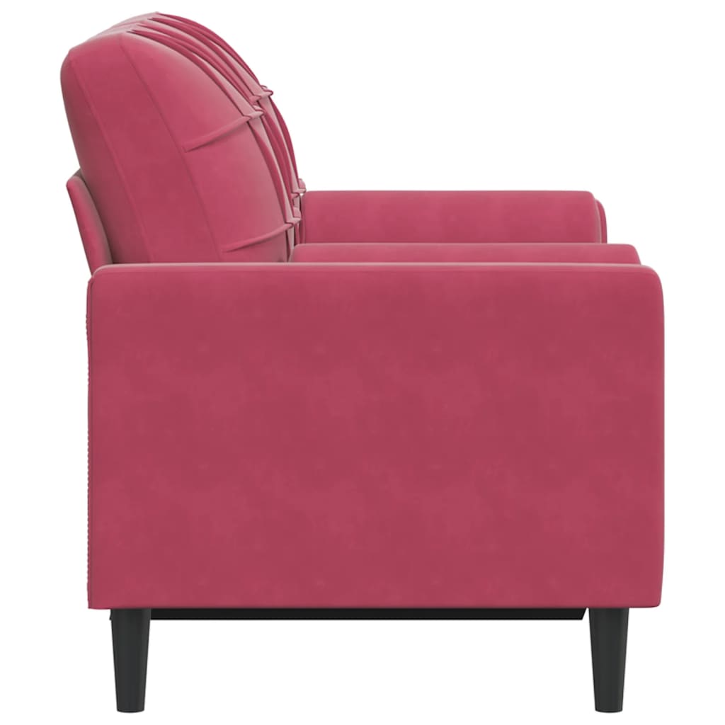 Sofá 2 lug. + almofadas decorativas 120cm veludo vermelho tinto