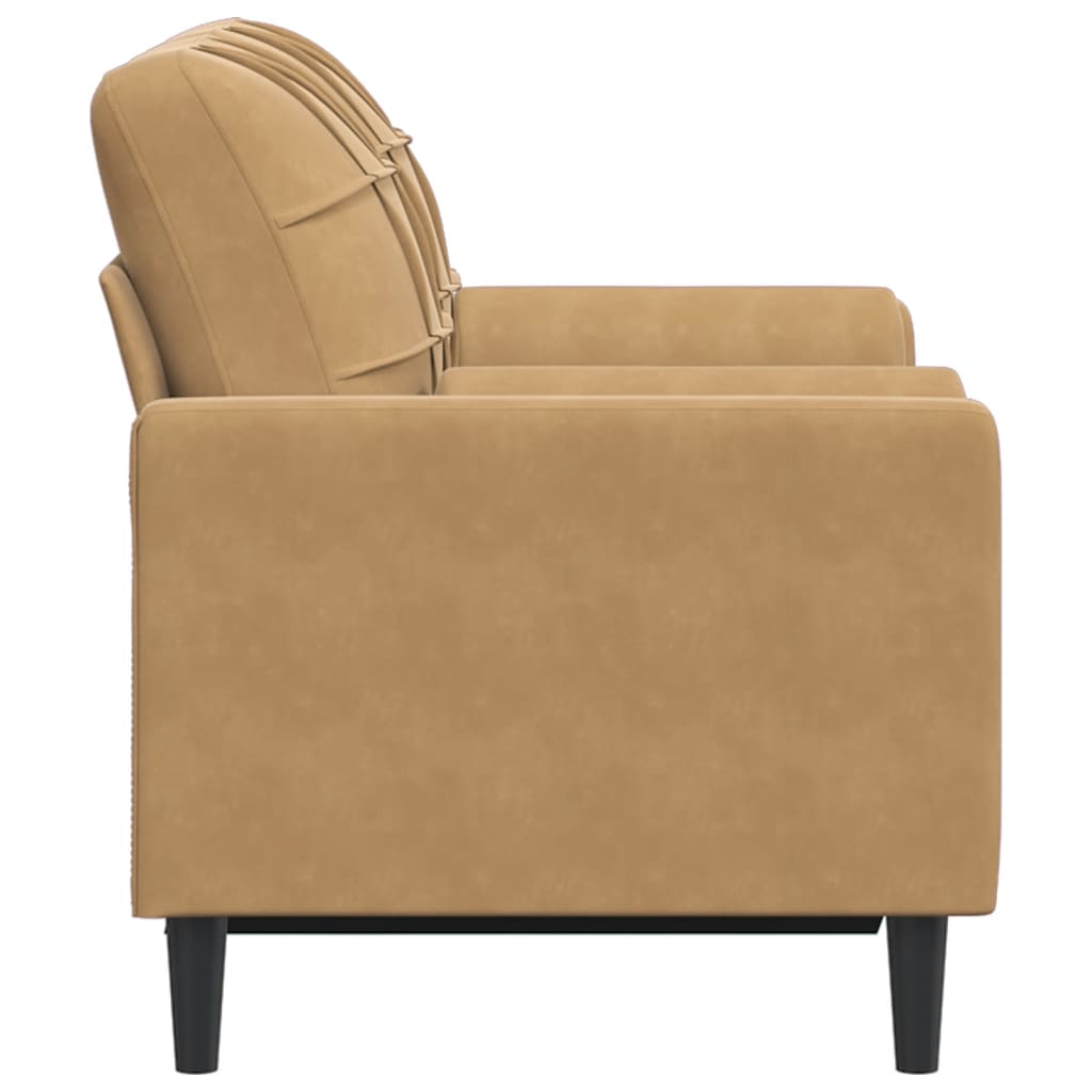 Sofá 2 lugares c/ almofadas decorativas 120 cm veludo castanho