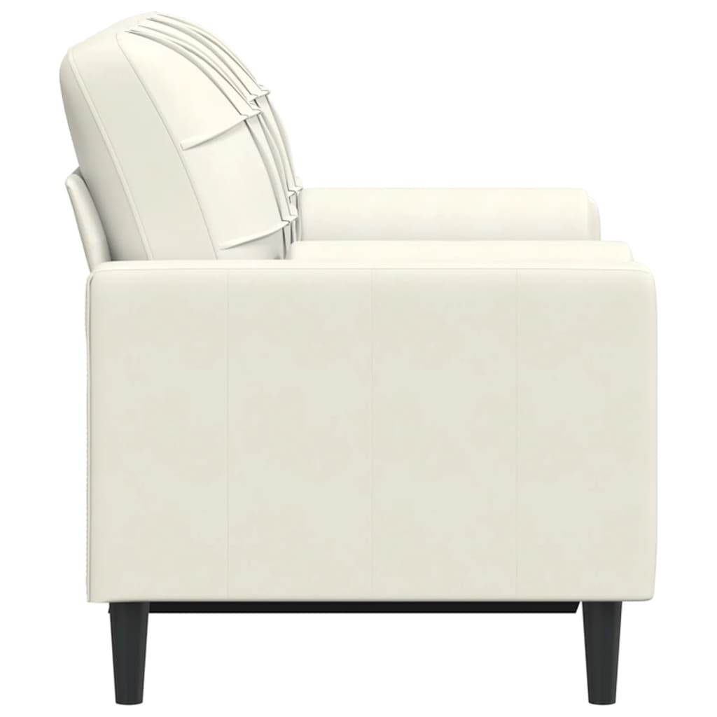 Sofá 2 lugares c/ almofadas decorativas 120 cm veludo creme