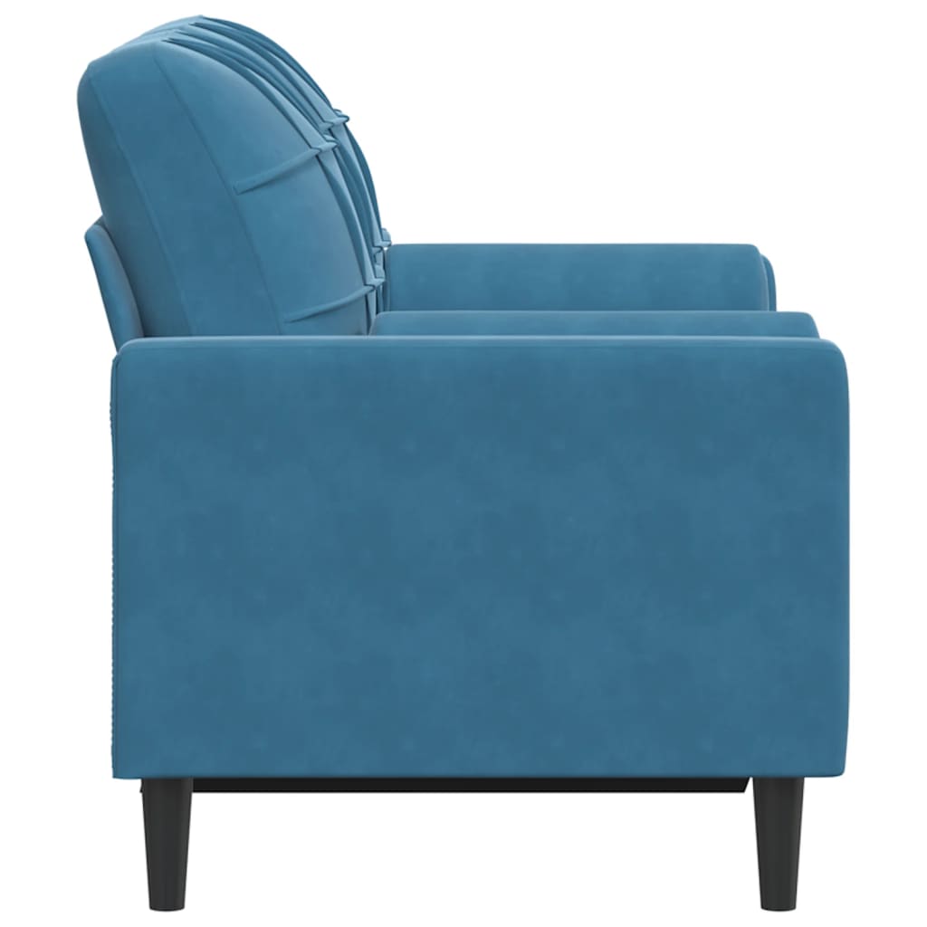 Sofá 2 lugares c/ almofadas decorativas 120 cm veludo azul