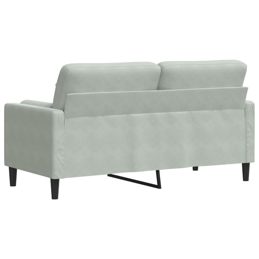 Sofá 2 lugares + almofadas decorativas 140cm veludo cinza-claro