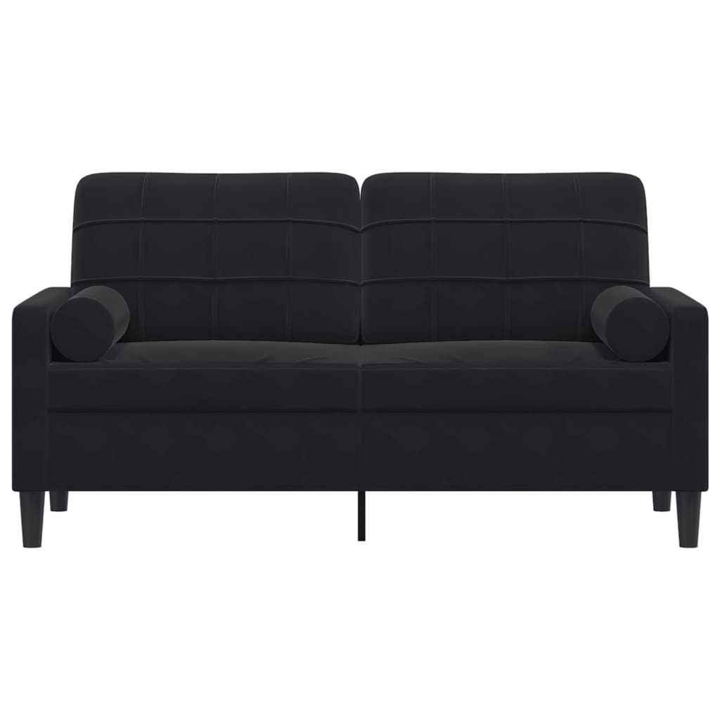 Sofá 2 lugares c/ almofadas decorativas 140 cm veludo preto