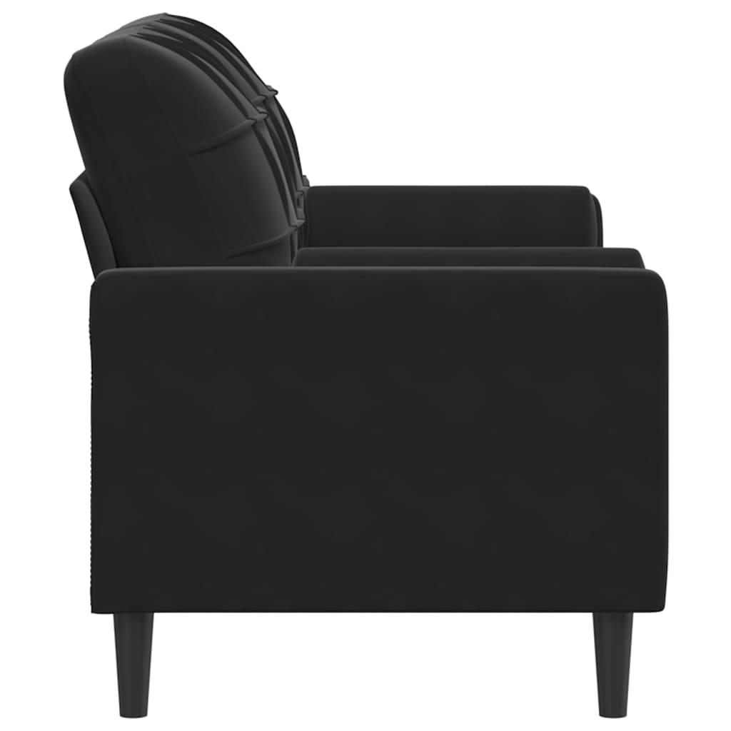 Sofá 2 lugares c/ almofadas decorativas 140 cm veludo preto