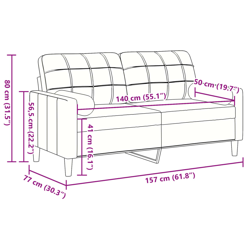 Sofá 2 lugares c/ almofadas decorativas 140 cm veludo preto