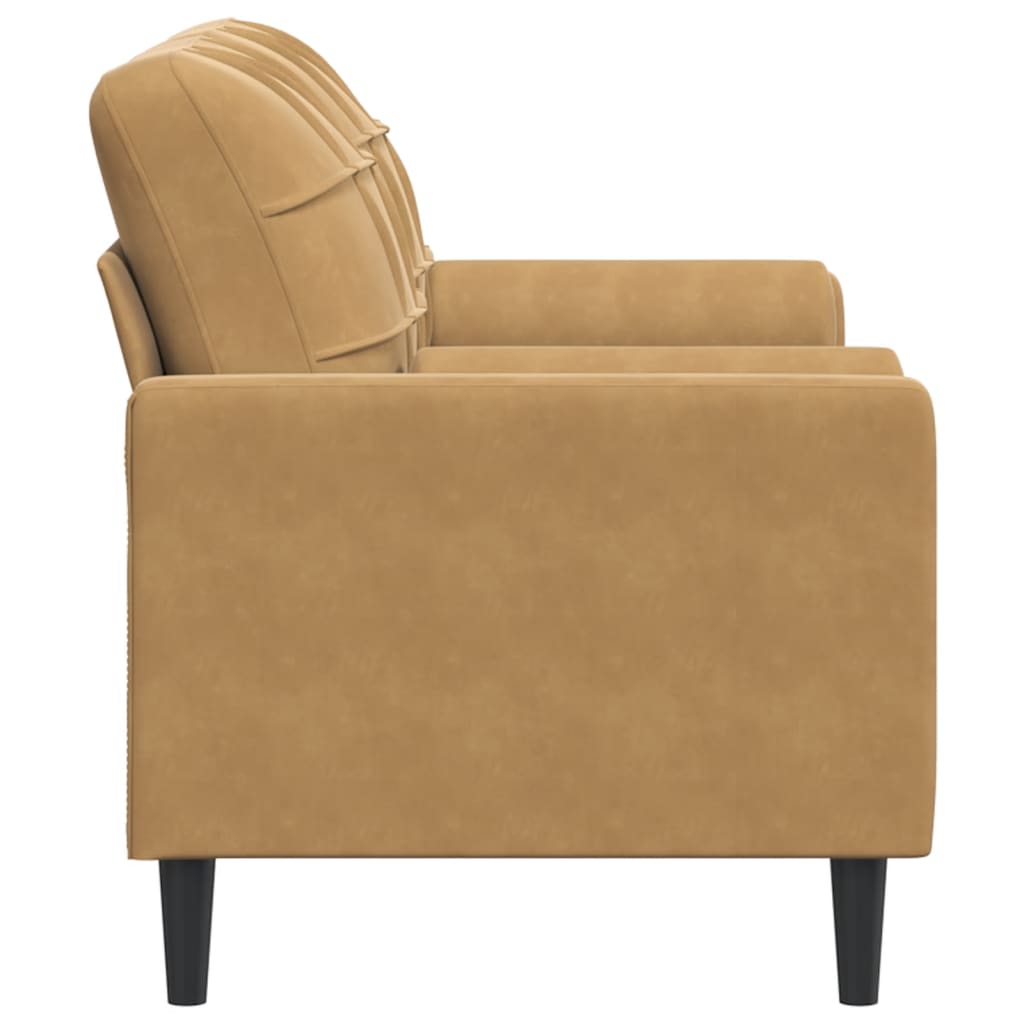 Sofá 2 lugares c/ almofadas decorativas 140 cm veludo castanho