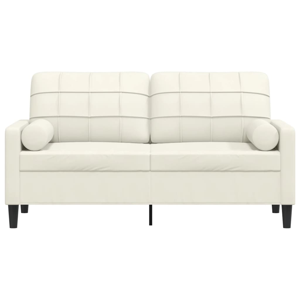 Sofá 2 lugares c/ almofadas decorativas 140 cm veludo creme