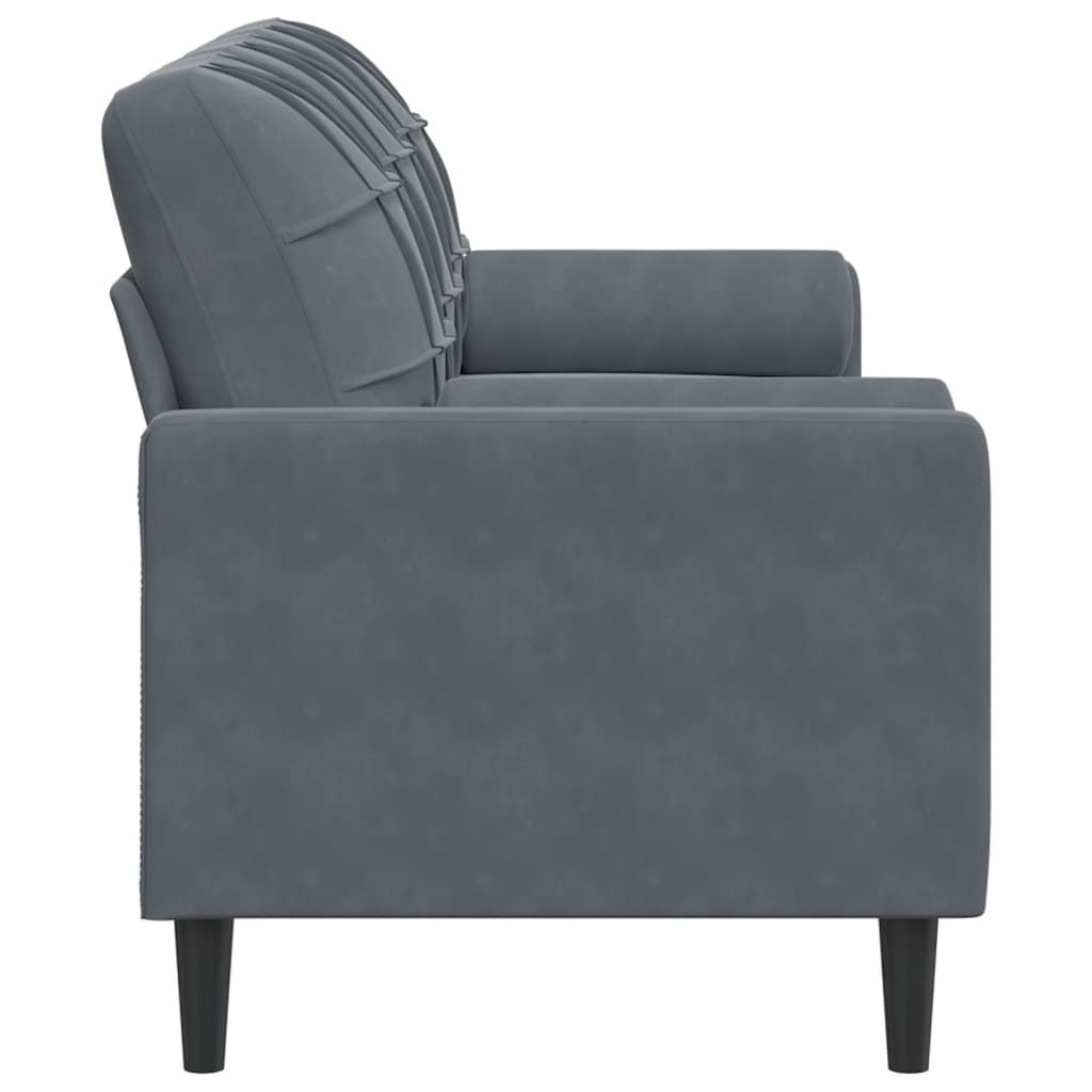 3-seater sofa with decorative cushions 180 cm dark grey velvet