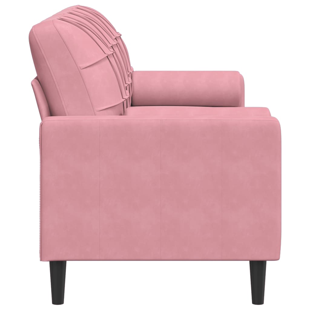 3-seater sofa with decorative cushions 180 cm pink velvet