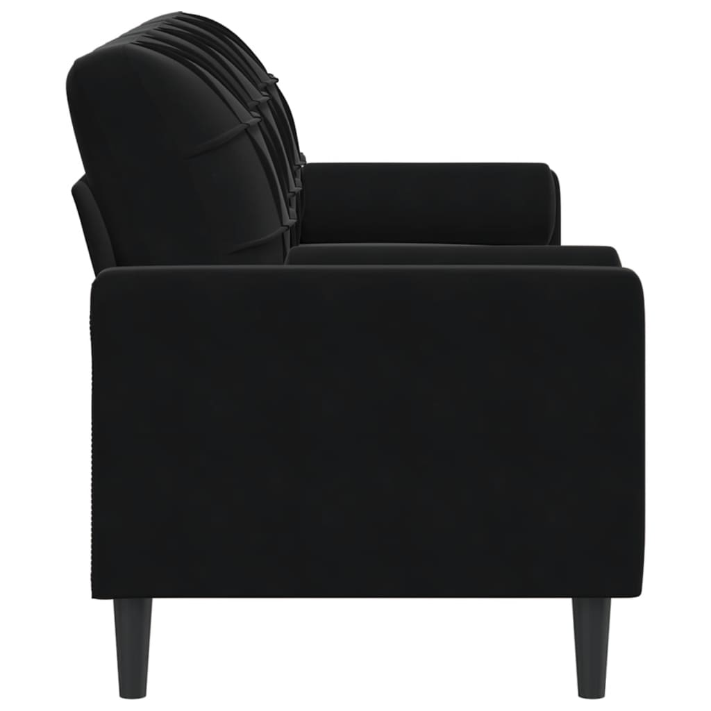 Sofá 3 lugares c/ almofadas decorativas 180 cm veludo preto