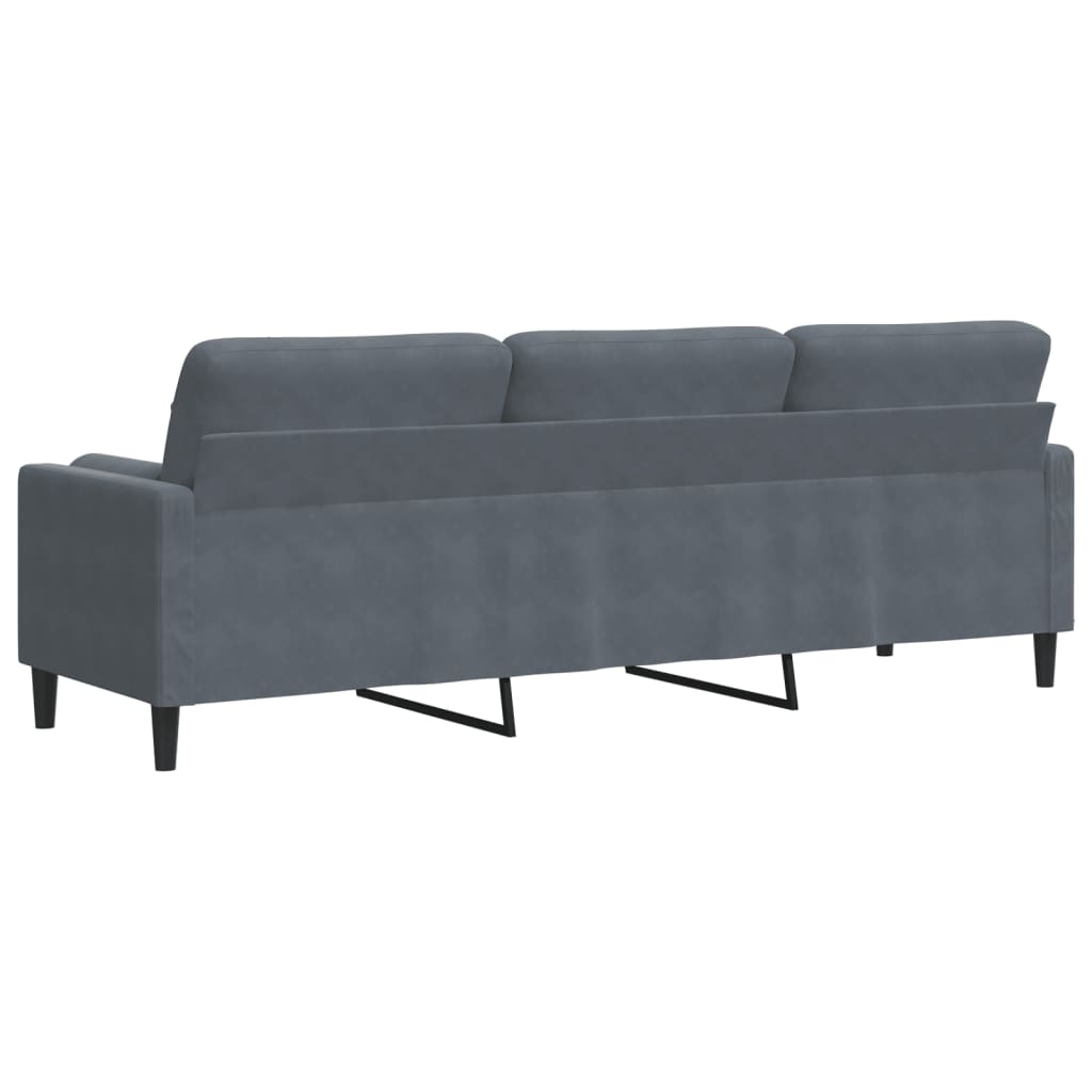 3-seater sofa with decorative cushions 210 cm dark grey velvet
