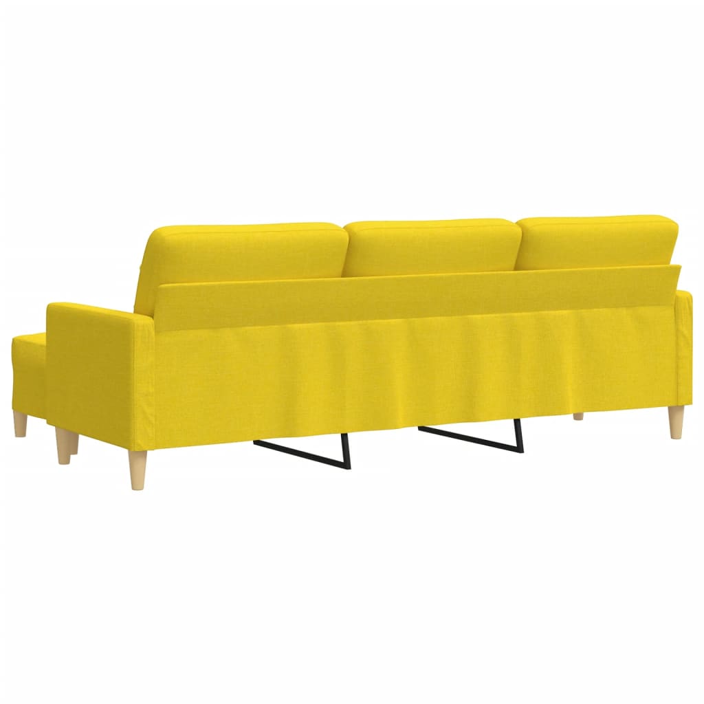 Sofá de 3 lugares com apoio de pés 210 cm tecido amarelo-claro