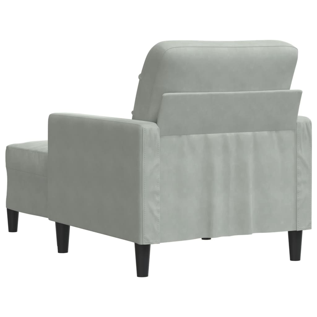 Poltrona com apoio de pés 60 cm veludo cinzento-claro
